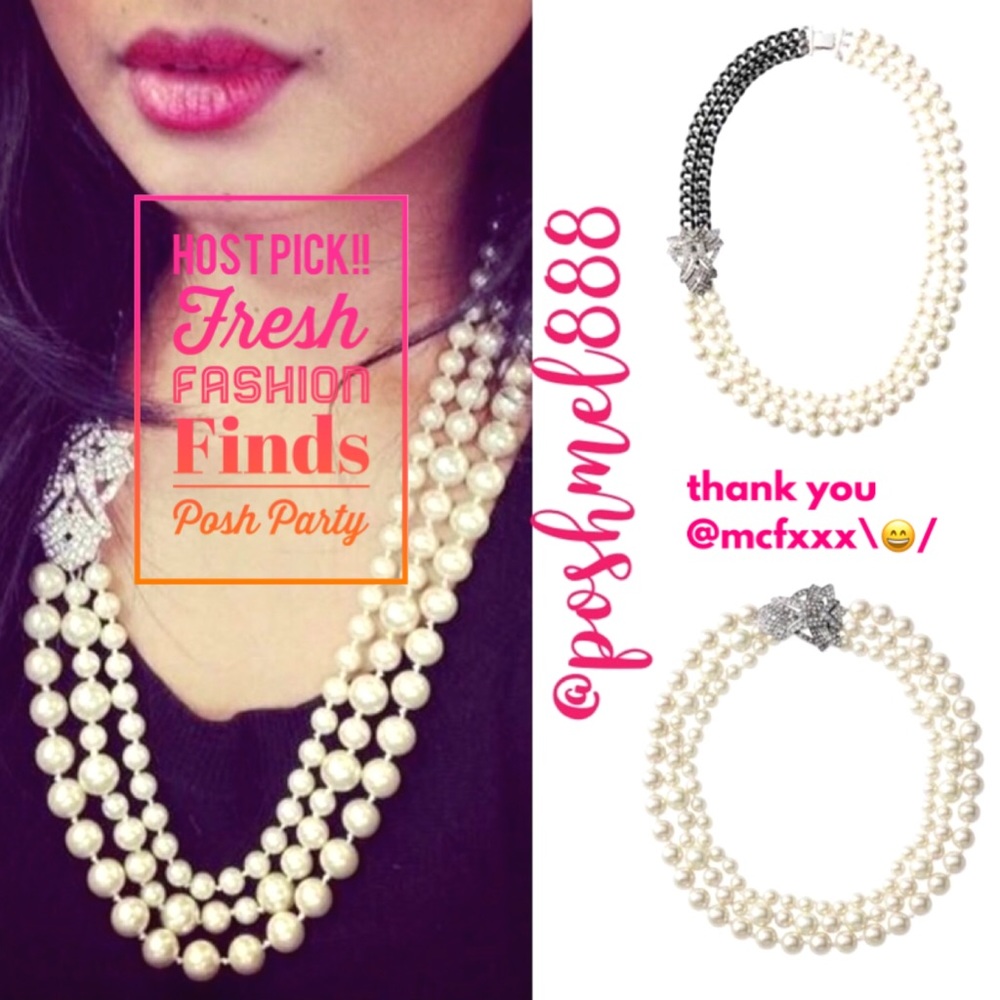 S&D [V] 2-in-1 Elegantly Edgy Daisy Pearl & Hematite Statement NecklaceB…